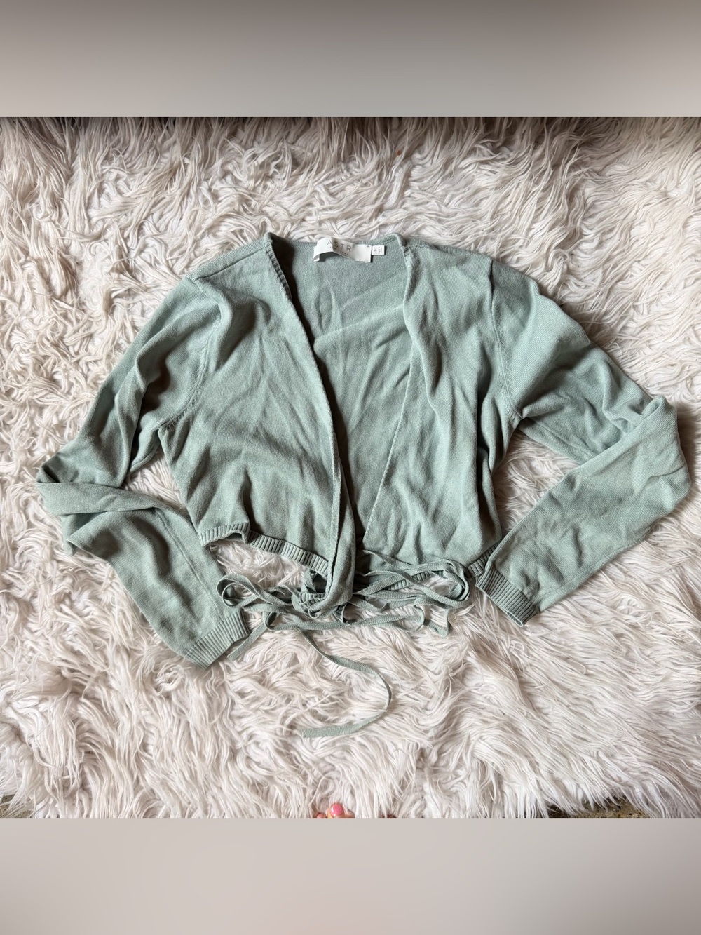Astr the label knit wrap ballet sweater sage green S - Picture 2 of 5
